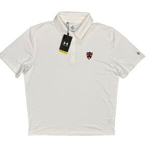 NWT UnderArmour Polo Shirt Golf Princeton Logo White Short Sleeve Large